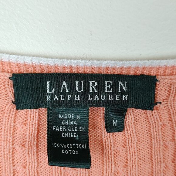 Lauren Ralph Lauren Classic Tennis Cable Knit Sweater Size M Old Money Preppy - Picture 2 of 10